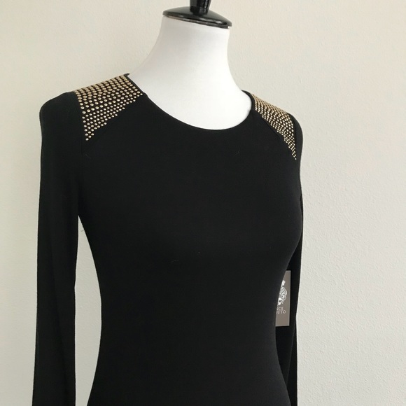 ❄️NWT VINCE CAMUTO GOLD DETAIL BLACK DRESS - Picture 7 of 7